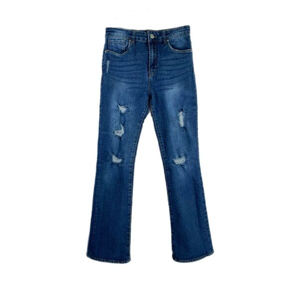 HUDSON GIRLS Jeans Distressed High Rise Flare Stretch Denim sz 14 - Picture 1 of 10